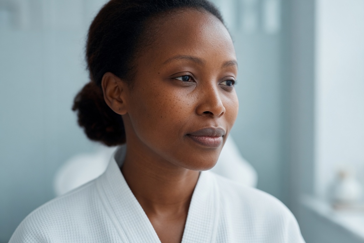 Close portrait before a facial